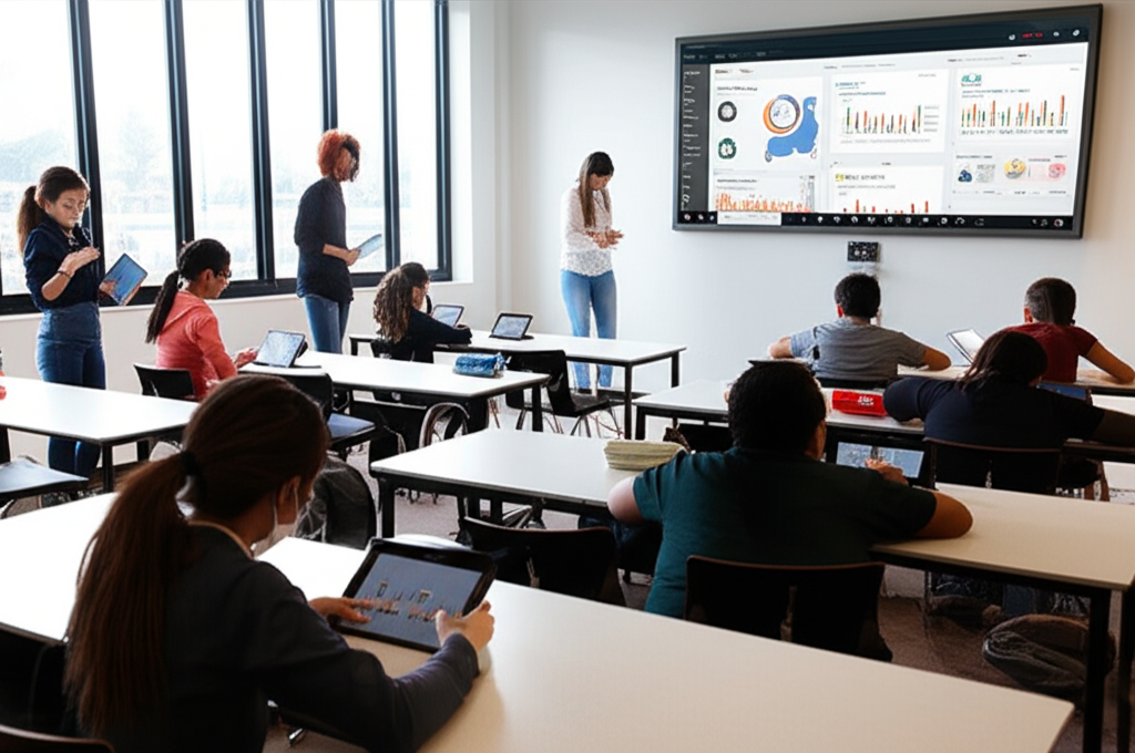 Modern classroom with technology integration